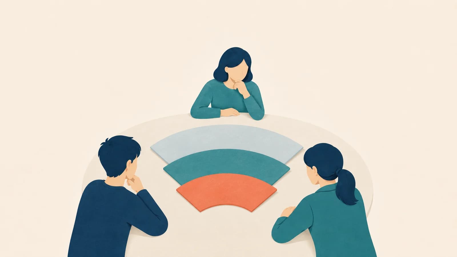 大学の講義室で、学生と社会人が将来の学びの計画を見つめている場面